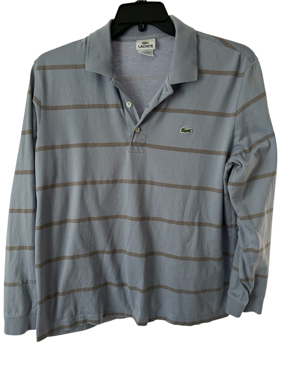 Lacoste vtg y2k striped polo ruby shirt men's size 5 Large France blue grey